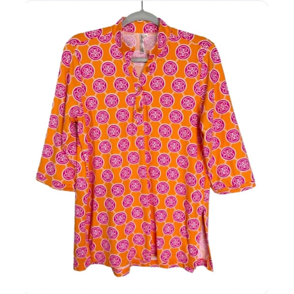 Lulu-B Orange Tunic with Pink Circle Print